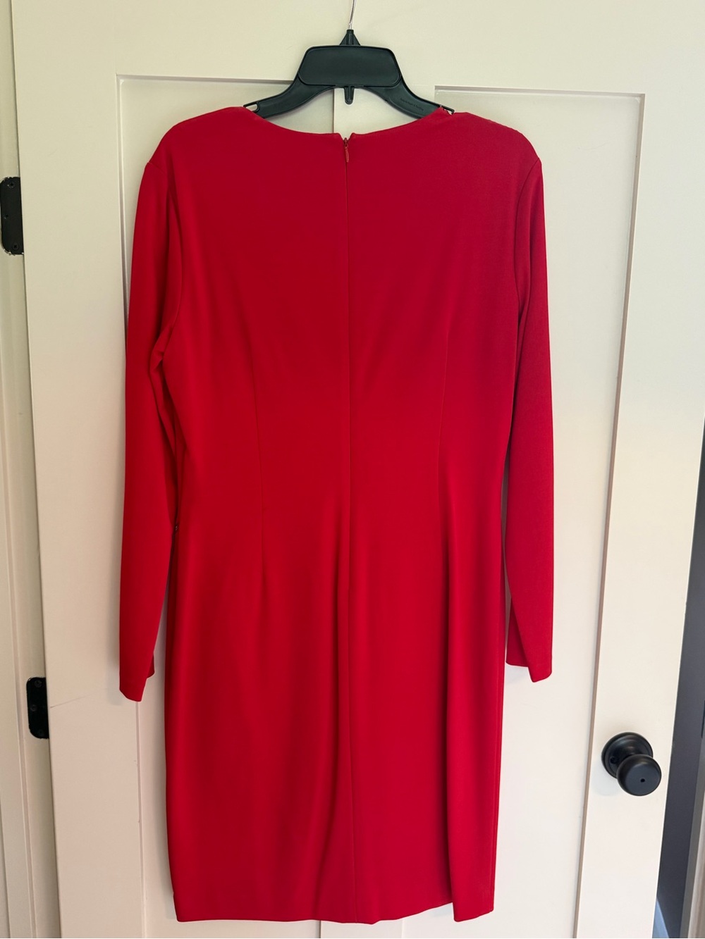 Ralph Lauren Red Long-Sleeve Sheath Dress with Gold Zip Accent - Picture 2 of 3